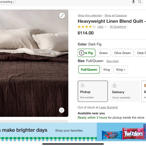 Casaluna, Heavyweight Linen Quilt, Queen size NEW with tags, dark fig - Picture 2 of 10